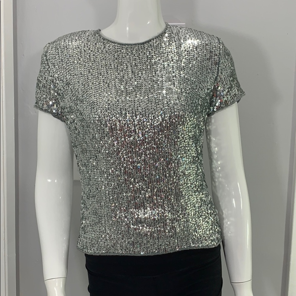 Silver sequins evening top